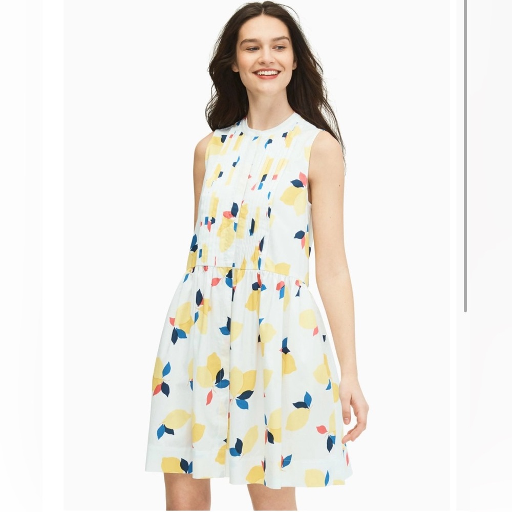 Kate spade summer white dress with yellow lemons